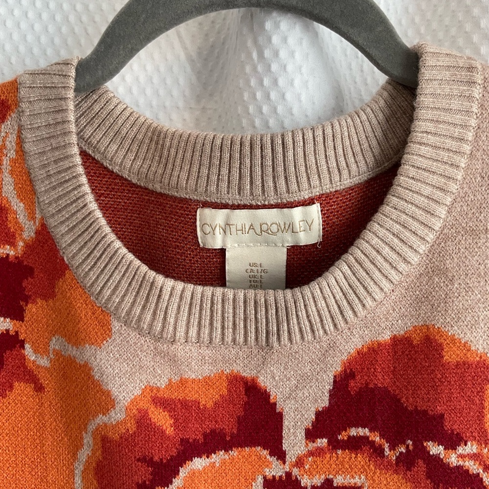 Cynthia Rowley Crewneck Floral Sweater Size L - Picture 2 of 7